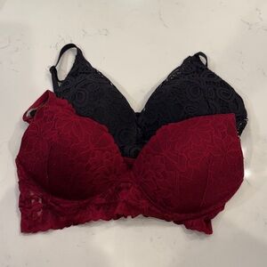 Victoria's Secret Lace Bralette Duo - Black and Red